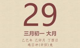 今日老黄历(2025年3月29日)：黄历宜忌、财神方位、特吉生肖、打麻将财位